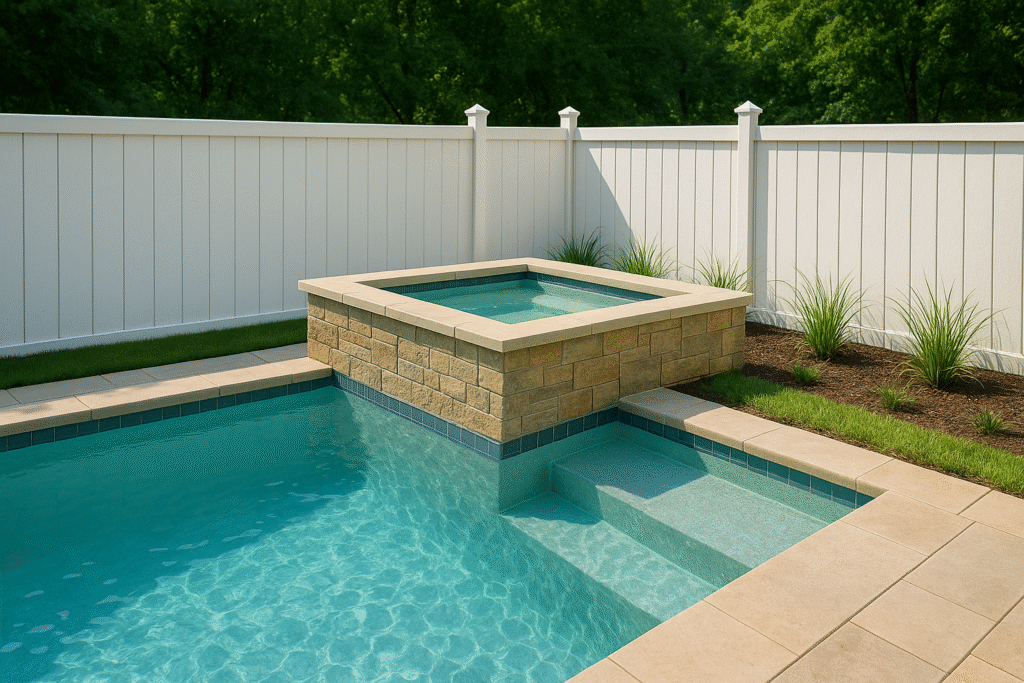small pool with raised spa luxury backyard, elevate pools